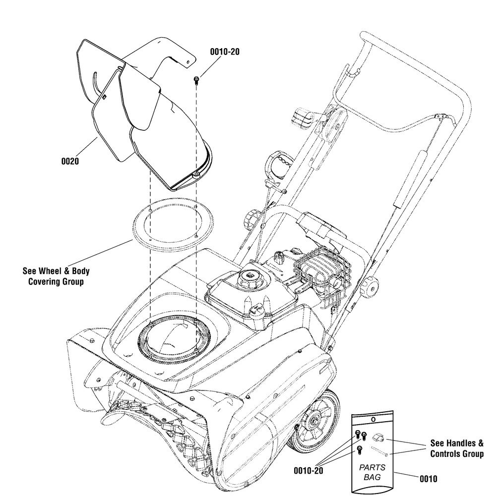 Chute Group - Remote Diagram and Parts List for 1696161-00-822S 2012 Briggs and Stratton Snow Blower